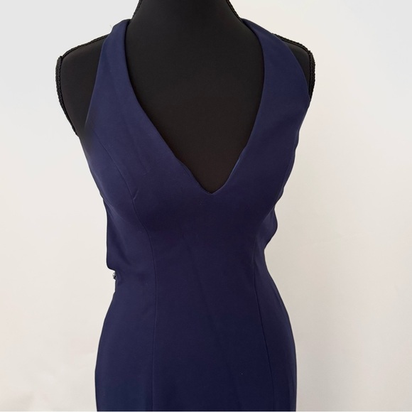 Sherri Hill FLAWED Maxi Evening Gown Full Floor Length, Midnight Blue, Size 0 - Picture 6 of 16